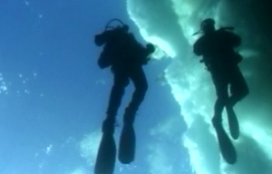 two divers from below